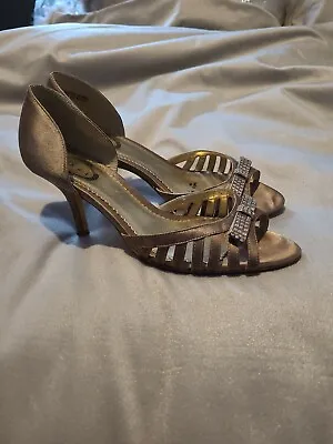 £9.99 • Buy Debut Taupe Neutral Satin Shoes Size Uk 7 With Diamante Bow. Never Worn.