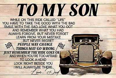 Hot Rod Car From Dad To My Son Unframed Poster Birthday Gift For Son • $15.42