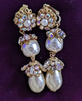 Miriam Haskell Signed Vintage Pearl Earrings • $259.99