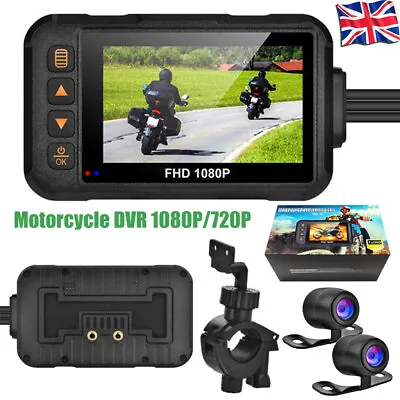 1080P/720P Motorcycle Camera DVR Handlebar Fixing Motorcycle DVR Dash Cam 3 Inch • £42.99