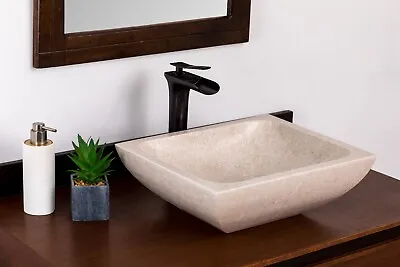 Natural Stone Vessel Bathroom Sink - Rectangular Ojinaga Marble • $355.95