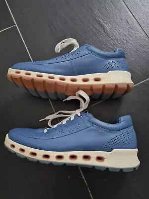 Ecco Cool 2.0 Perforated Leather Waterproof Goretex Trainers - Blue Size 5/38 • £52.50
