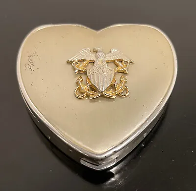 HINGECO Sterling Silver Heart Compact WWII Heart Shaped Military Insignia • $120