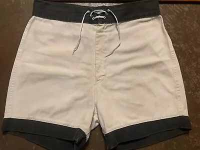 Vintage Shorts Men's 30 Swim Trunks Bathing Suit 60s 70s White/black Board Surf • $32