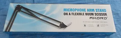 AKORD MICROPHONE ARM STAND ON A FLEXIBLE BOOM SCISSOR For Studio Band Singer Mic • £8.99