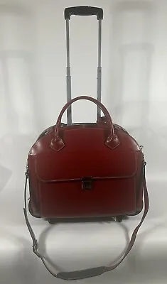 McKlein  Glen Ellen 16” Red Leather Detachable Wheeled Laptop Bag Luggage Travel • $51.77