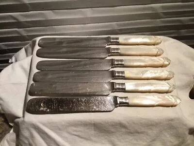 Meriden Butter Knives 1855 #12 Mother Of Pearl Handle Set Of 6 Knives 7.75  Long • $60