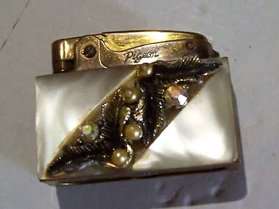 Vintage/Antique Working Cond. PIGEON Mother Of Pearl Automatic Super Lighter VG+ • $33