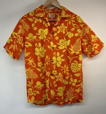 Vintage UI-MAIKAI Mens Hawaiian Shirt Yellow 90s Floral Short Sleeve UK L • $31.12