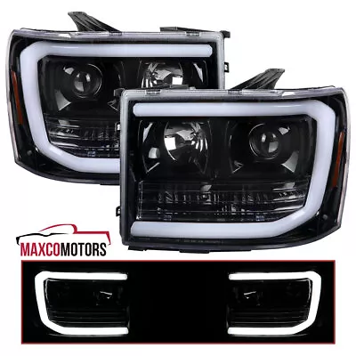 Jet Black Projector Headlights Fits 2007-2013 GMC Sierra 1500 2500HD 3500HD LED • $237.14