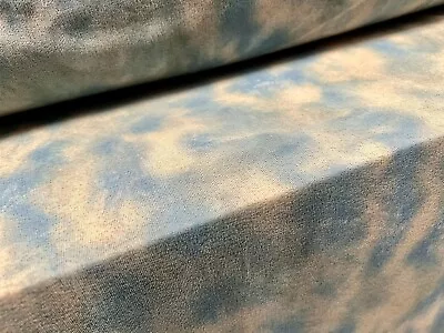 £5.99 • Buy Thick & Thin Stretch Spandex Jersey Fabric, Per Metre - Smudge Print - Blue