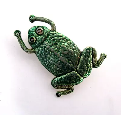 Vintage Frog Pin Brooch Green Made In Hong Kong 1 Inch • $14.99