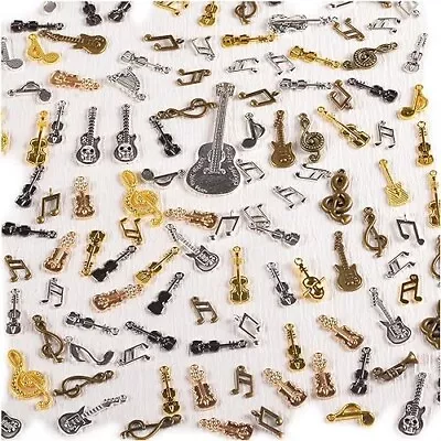 Music Themed Charms Guitar Silver Gold Assorted Lot Bulk Findings Jewelry Making • $16.99
