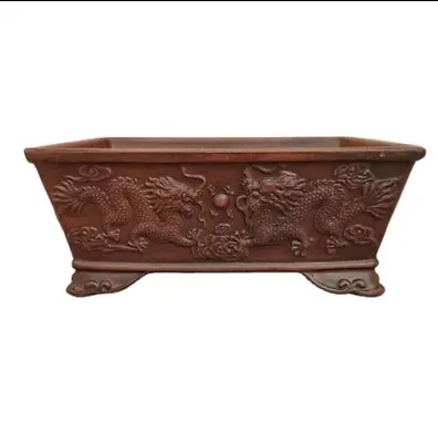 Extra Large Classical Dragons Engraved Bonsai Pot Bonsai Planter 10.5x 7.75x 4.5 • $79.99