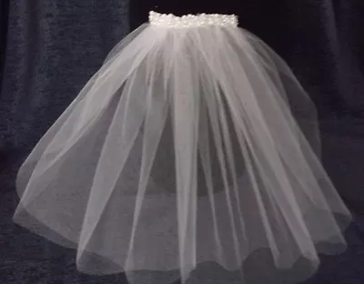 £22.48 • Buy BEADED CRYSTAL & PEARL 2 TIER BRIDAL VEIL, CUT EDGE, 21cm,IVORY COLOUR, NEW,Aust