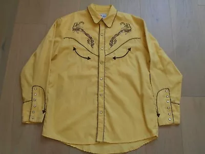 Rudy Lara Embroidered Western Wear Yellow Shirt Ply & Rayon Shirt Men Xl • $34.99