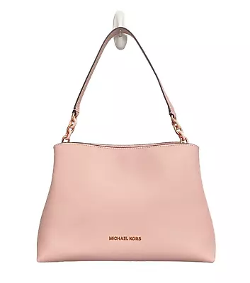 MICHAEL KORS Sofia Large Leather Shoulder Bag Blossom Pink RARE ROSE GOLD NEW • $84.99