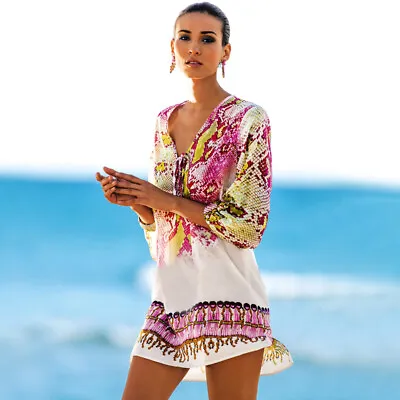 £8.29 • Buy New Women  Loose Tunic Dress Ladies Summer Beach Dress Bikini Cover Up Swimsuit