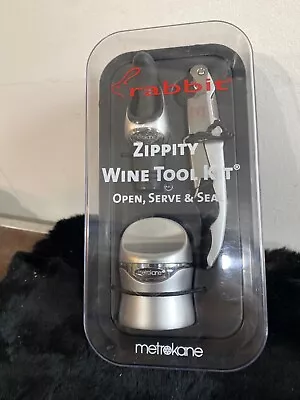 New—Rabbit Zippity Wine Tool Kit Open Seal & Serve Metrokane Corkscrew Pourer • $19.95