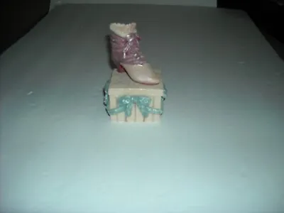 Victorian Style Shoe Ganz Pink Mauve Blue Old Fashioned Vtg Square Trinket Box • $7.50