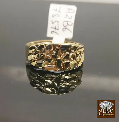 Real 10k Yellow Gold Nugget Ring Band Pinky Casual Gift Men • $293.73