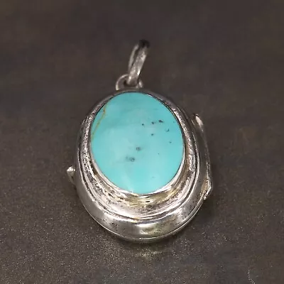 VTG Sterling Silver SOUTHWESTERN Turquoise Mourning Locket Necklace Pendant - 6g • $5.50