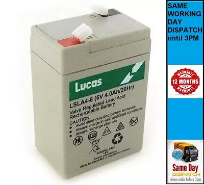 £10.95 • Buy Rechargeable BATTERY LEAD ACID AGM 6V 4Ah (4.5ah) - NP4-6  LSLA4-6  RT645  3FM4