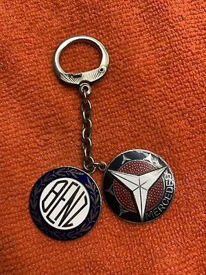 Vintage Mercedes Benz 2 Piece Enamel Medallion Keyring Key Ring Fob Chain DBF • $124.50