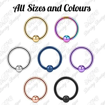 18g Steel Captive Bead Ring BCR Cartilage Ear Piercing Tragus Nipple Lip Hoop • £1.32