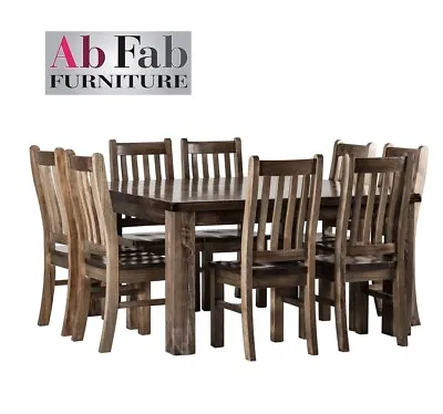 $1599 • Buy Barossa Dining Suite 9 Piece 1 X Table 8 X Chairs 1.5m Square Solid Timber 