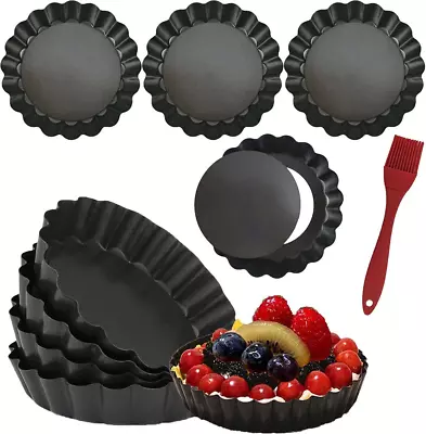 8 Pack Mini Tart Pans - 4 Inch With Removable Bottom Nonstick Fluted Sides • $24.99