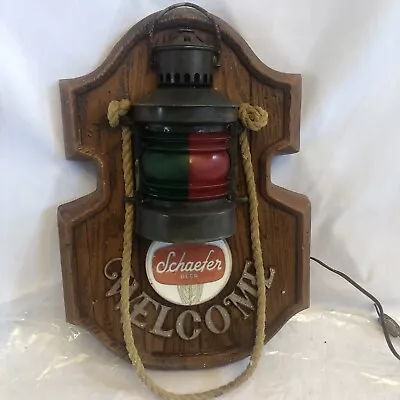 VINTAGE 1960's SCHAEFER BEER NAUTICAL GREEN/RED LANTERN WELCOME LIGHT • $40.50