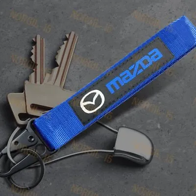 For MAZDA Blue Racing Keychain Metal Backpack Key Ring Hook Strap Lanyard Nylon • $6.38