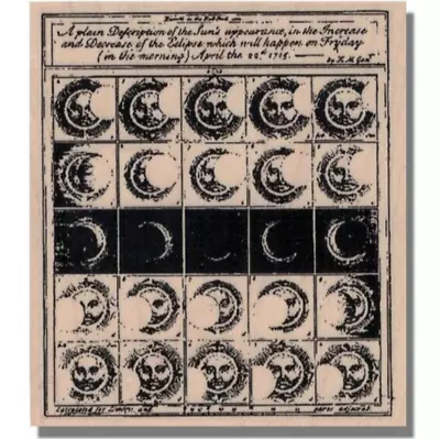 Rubber Stamp ECLIPSE CHART Celestial Moon Sky Sun Stars Media Vintage Lg • $14.74