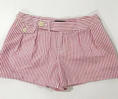 Ralph Lauren Girls White Pink Seersucker Stripe Cotton Shorts Size 10 • $21