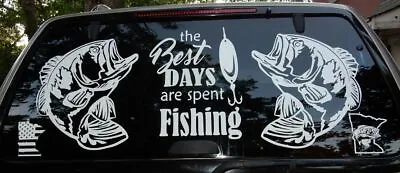 $14.95 • Buy Bass Decals 2 Large Vinyl Fishing Graphic Sticker Window Boat Big 12x9  Each One