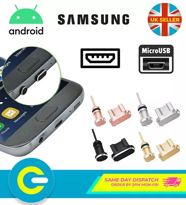 Metal Micro USB Charging & Earphone Port Anti Dust Cover Plug Samsung Android • £3.03