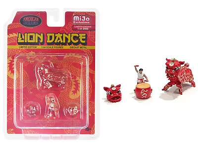  Lion Dance  4 Piece Diecast Figure Set (1 Figures 1 Lion 2 Accessories) Limited • $22.87