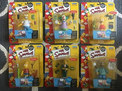 SIMPSONS Series 1 Playmates 6 Figures Complete Set WOS 2000 Vintage New MOC NIB • $200