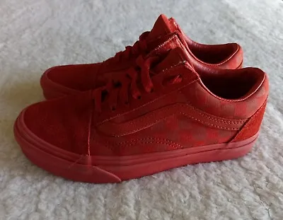 VANS Old Skool Triple Red Checkered Canvas/Suede Lace Up Shoes Men 4.5 & Women 6 • $14.84