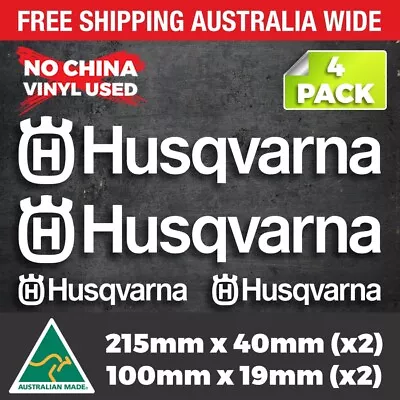 4 X HUSQVARNA Premium Decal Sticker Motocross Lawn Mower Chainsaw Car Ute Window • $7.70