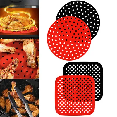 £5.59 • Buy UK 2X Reusable Air Fryer Liners Non-Stick Silicone Pad Mat Basket Square / Round