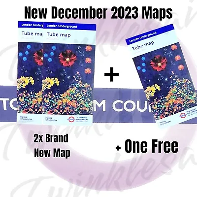 London Underground Tube Map - NEW December 2023 - 2 Pack +1 Free Map TFL Current • £2.39