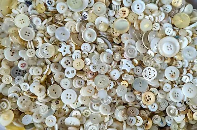 Bulk White Button Assortment Vintage/Old/Button Bag Lot DIY Crafts Sewing • $5.99