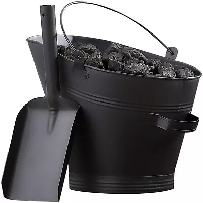 Waterloo Style Traditional Black Fire Coal Bucket Shovel Fireplace Log Scuttle • £12.85