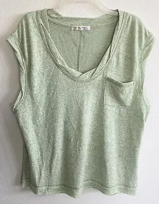 We The Free People M Top Courtney Hacking Muscle Tee Raw Hem Oversized Green • $12