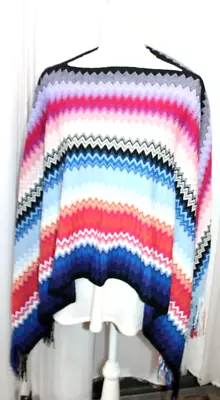 Missoni Women's Zig Zag Fringe Multi Colors Poncho OS New • $103.95