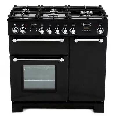 Rangemaster Kitchener KCH90DFFBL/C Black / Chrome 90cm Dual Fuel Range Cooker • £1899