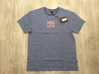 Mens Merc London Retro Stripe T-shirt With Mrc Ldn Logo Blue M  • £17.50