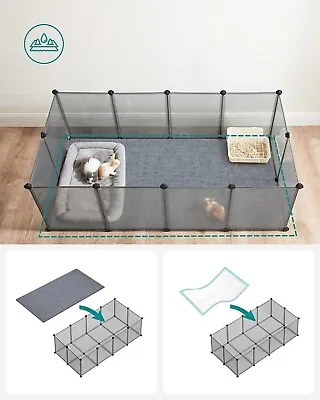SONGMICS Pet Playpen Guinea Pig Run And Cage With Floor Indoor DIY Transparent • £14.99